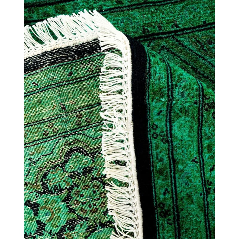 Overton Hand Knotted Wool Vintage Inspired Modern Contemporary Overdyed Green Octagon Area Rug - 7' 1" x 7' 1"