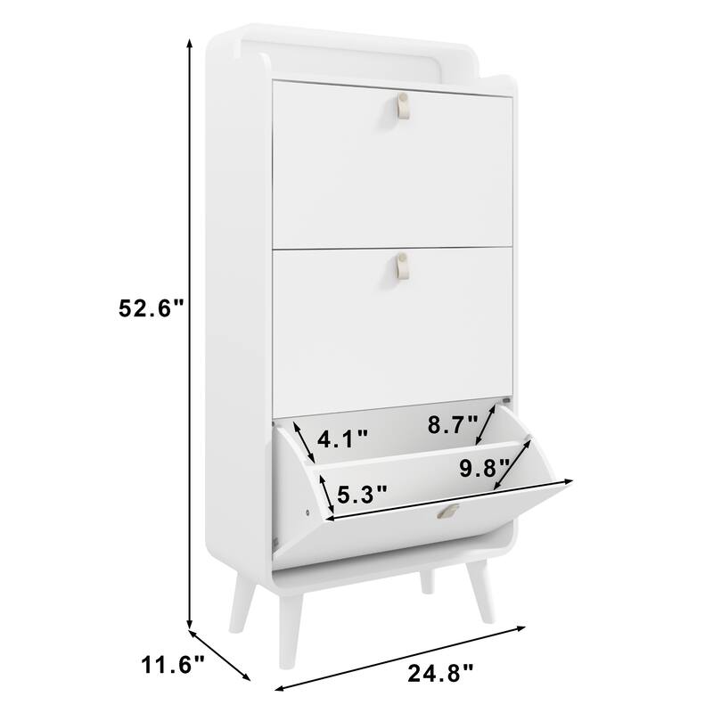 Compact Shoe Rack Storage Cabinet with 3 Drawers, Durable MDF Design for Entryways, Hallways and Apartments Organization