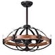 preview thumbnail 2 of 5, Gredis Black/Wood Finish Metal 6-light 30-inch Ceiling Fan Chandelier