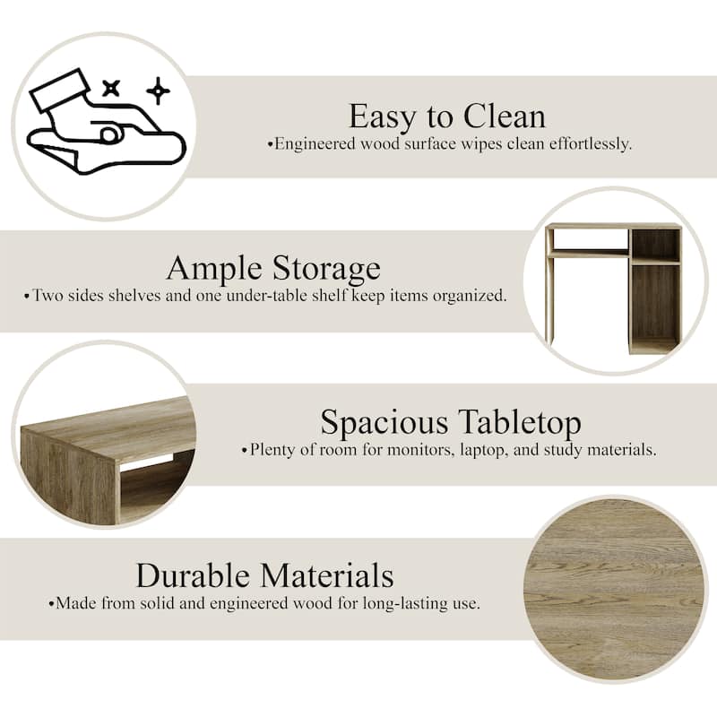 CraftPorch Classic Writing Table with Shelf Cabinet