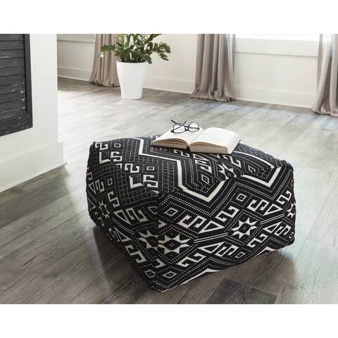 Stekel Black and White Square Accent Stool