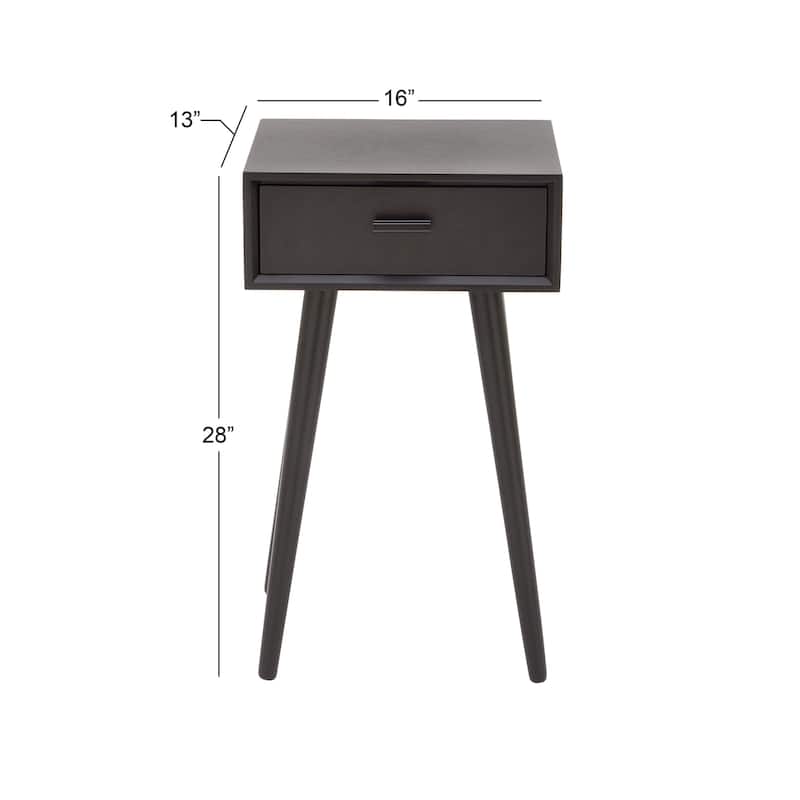 Wood Single Drawer Accent Table - Black - Roche River Decor - 13"W x 16"L x 28"H