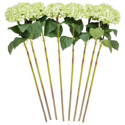 Faux Foliage Hydrangea Tall Artificial Flower Stem - Set of 8 - Roche River Decor - Green