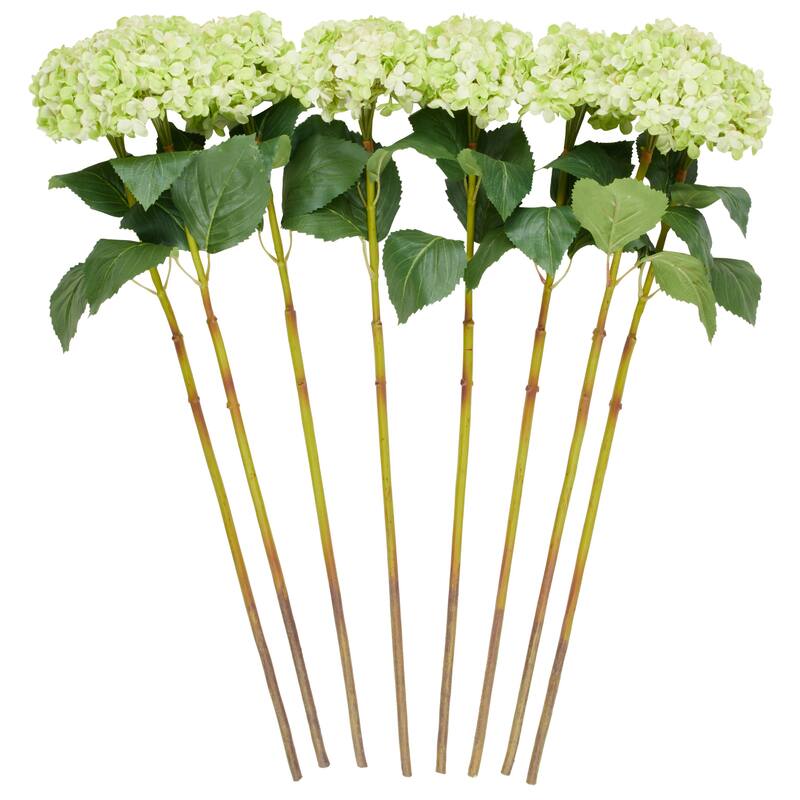 Green Faux Foliage Tall Hydrangea Artificial Flower Stem (Set of 8)