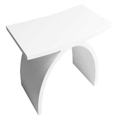 Matte White Solid Surface Vanity Seat