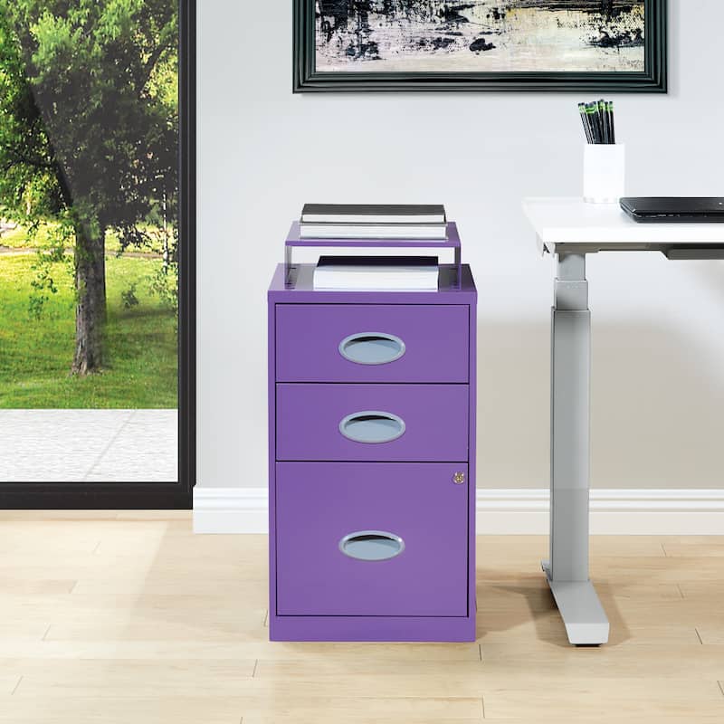 Metal File Cabinet - Purple 3 Drawers