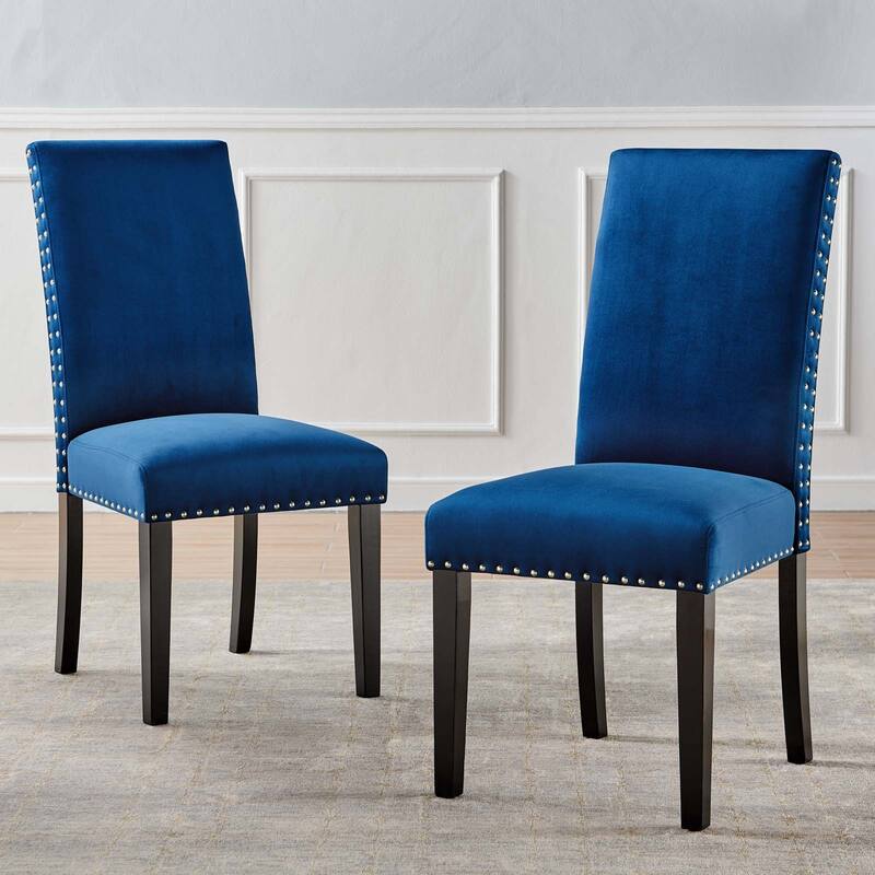 Silver Orchid Lind Velvet Nailhead Trim Dining Side Chairs (Set of 2)