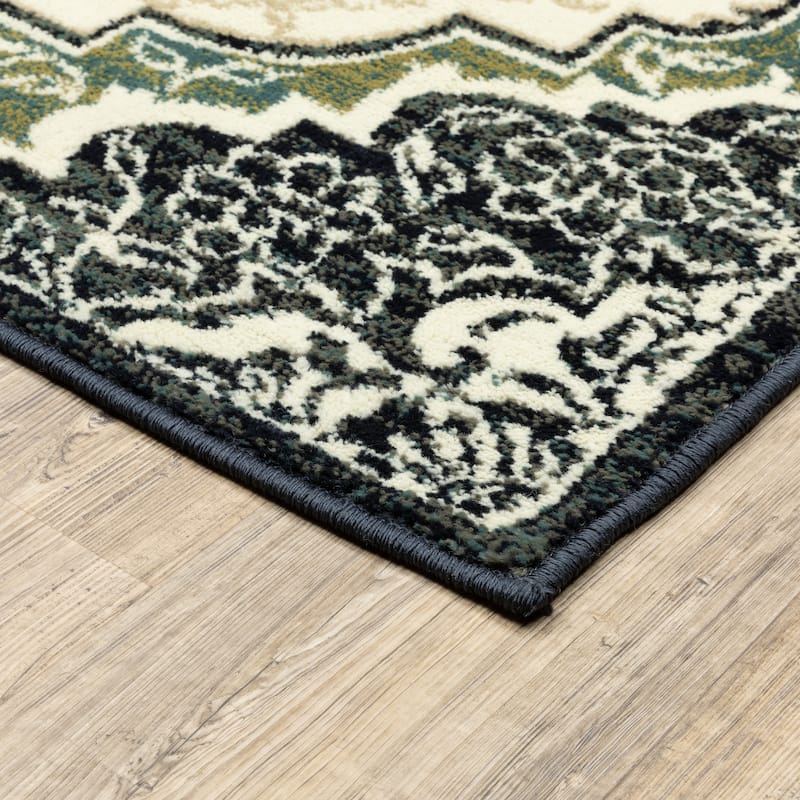 Style Haven Prentiss Overscale Medallion Ivory/ Navy Area Rug