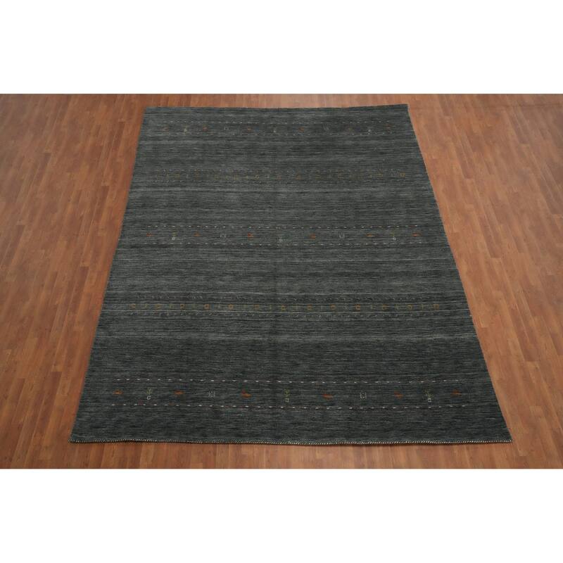 Hand Knotted Oriental 100% Wool Carpet Tribal Animal Pictorial Greys & Charcoal Gabbeh Area Rug - 12' 4'' X 9' 6''