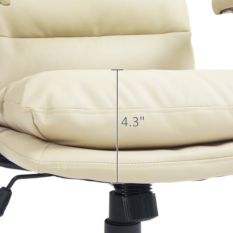 PU Leather Office Chair with Swivel Wheels, Ergonomic 360 Degree Swivel Seat, Upholstered Chair with Adjustable Height - N/A