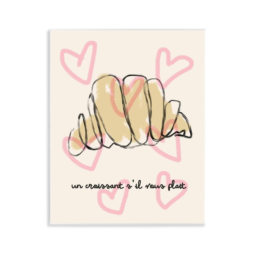 Stupell Chic Croissant with Hearts Wall Plaque Art Design By Lil' Rue