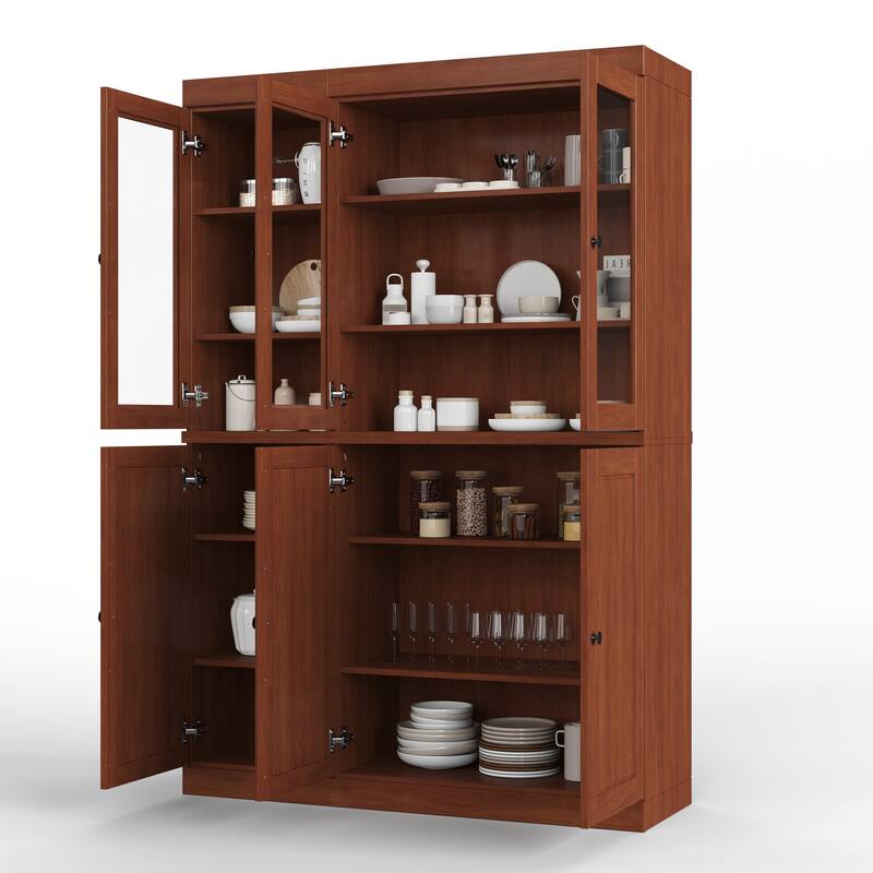 Palace Imports 100% Solid Wood Pantry China Cabinet, Raised Panel & Clear Glass Doors, 48.5" Wide, 71.5" Tall - 48.5" x 71.5"