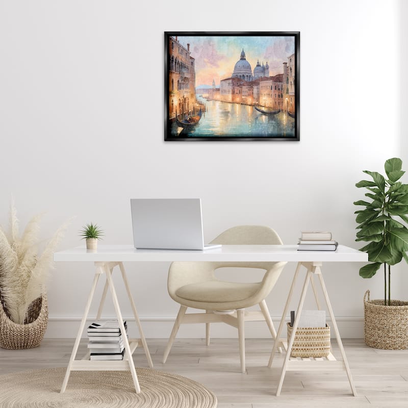 Stupell Scenic Venetian Canal Framed Floater Canvas Wall Art Design By Kim Allen