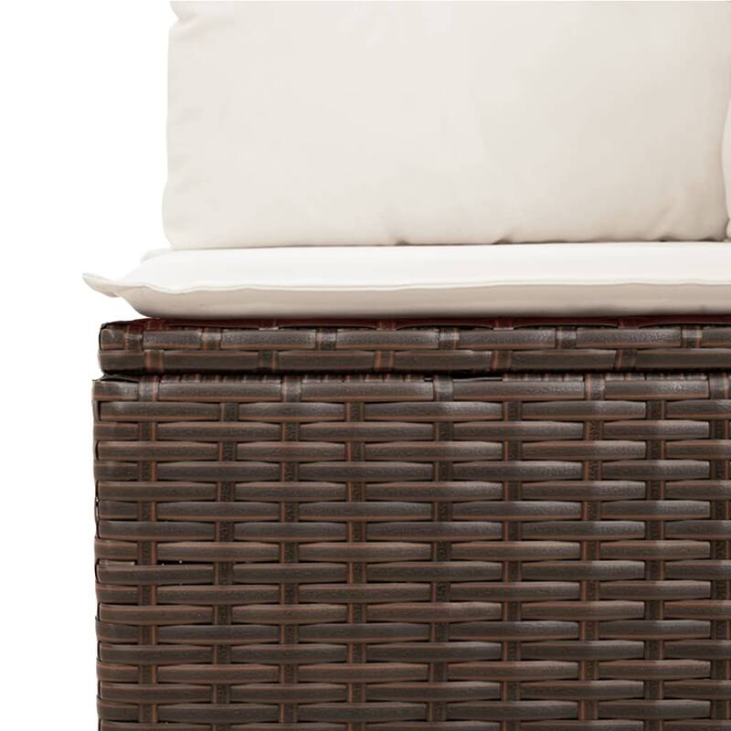 vidaXL 7 Piece Patio Sofa Set with Cushions Brown Poly Rattan - 110.2x27.2x110.2