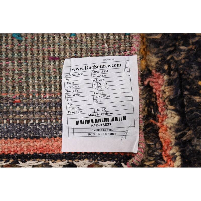Plush Moroccan Style Area Rug Handmade Oriental Wool Carpet - 5'9" x 9'7"