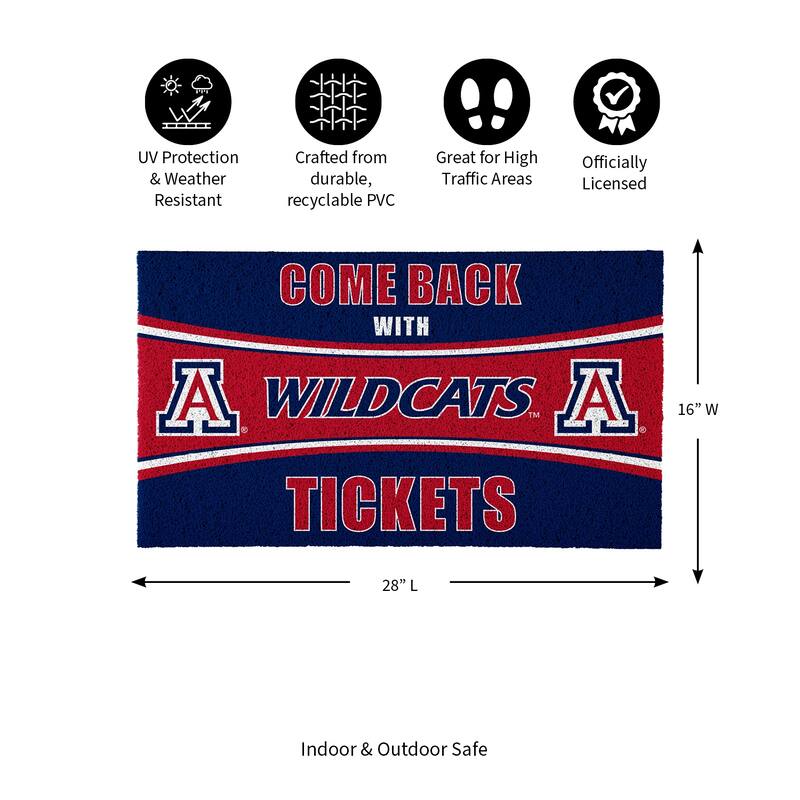 University of Arizona 28 in. x 16 in. PVC "Come Back With Tickets" Trapper Door Mat