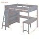 preview thumbnail 22 of 32, Full Size Loft Bed with Desk, Storage Shelves and 2 Sliding Doors, Multifunctional Kids Bed Frame with Ladder and Guardrail