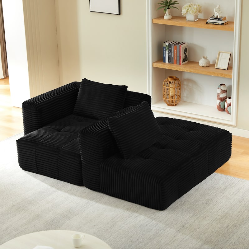Modular Compressed Couch, Corduroy L-shaped Sectional Sofa with Chaise