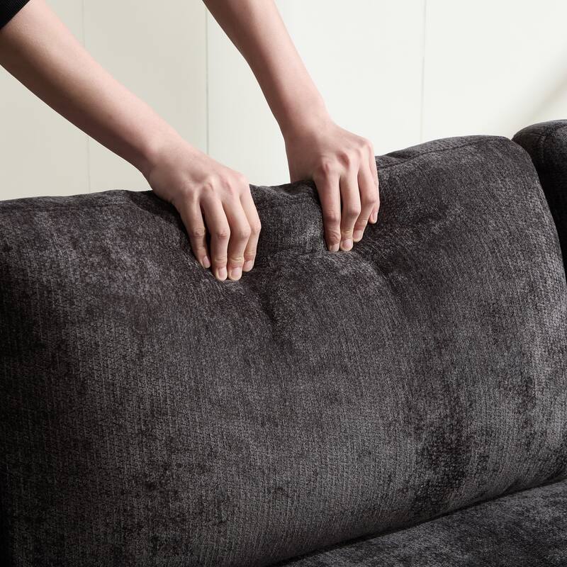 L-Shaped Modular Sectional Sofa with Storage Ottoman, 97" Chenille Corner Couch with USB Ports, Side Pockets