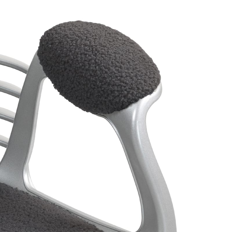 Button Tufted Teddy Fleece Task Chair with Padded Seat, Curved Backrest, and Adjustable Height for Home Use