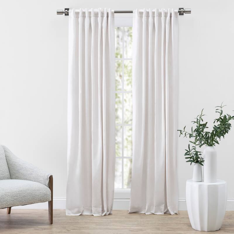 Serene Premium Cotton-Linen Blend Rod Pocket W Back Tabs Single Curtain Panel - 48"W  x 63"L - Oatmeal
