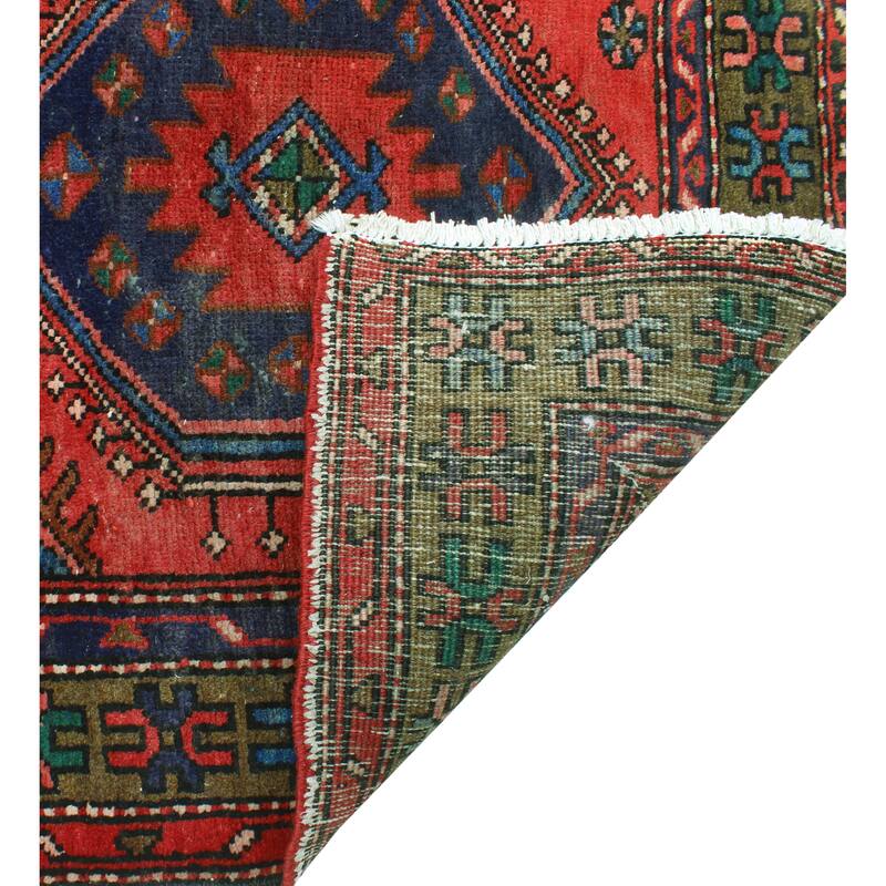 Fine Vintage Distressed Rosann Red/Green Runner - 3'2" x 9'10"