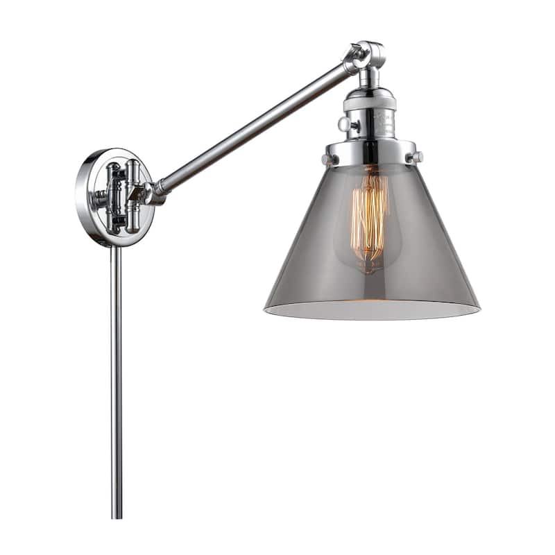 Innovations Lighting Large Cone Single Light 25" Tall Wall Sconce / - Polished Chrome / Smoked