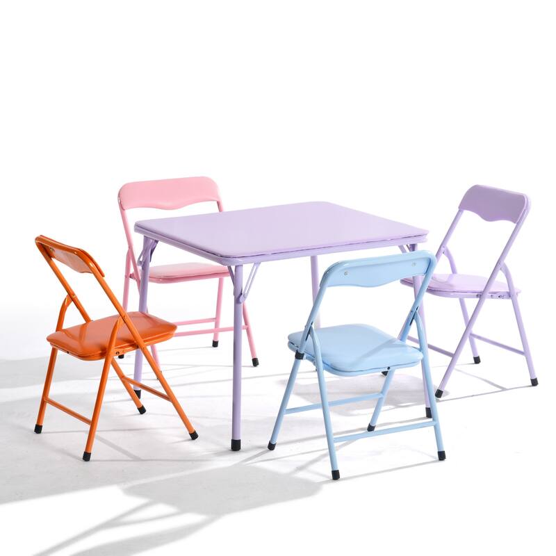 Homy Casa Kids 5-Piece Folding Table and Chair Set - Purple