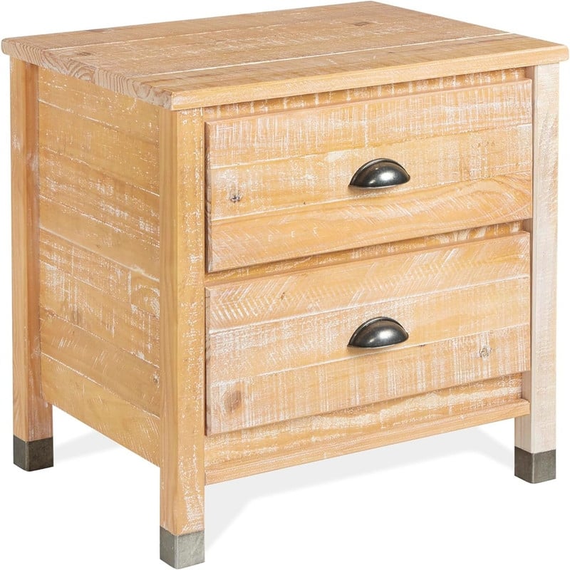 Night Stand 2 Drawer Solid Wood - Brown