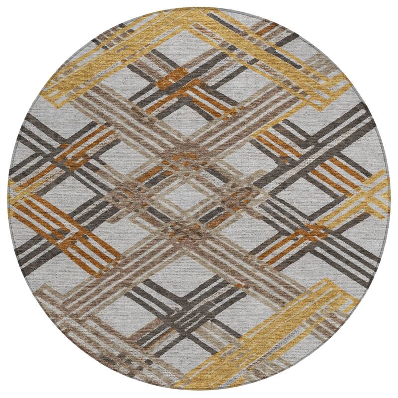 Machine Washable Indoor/ Outdoor Modern Trellis Chantille Rug