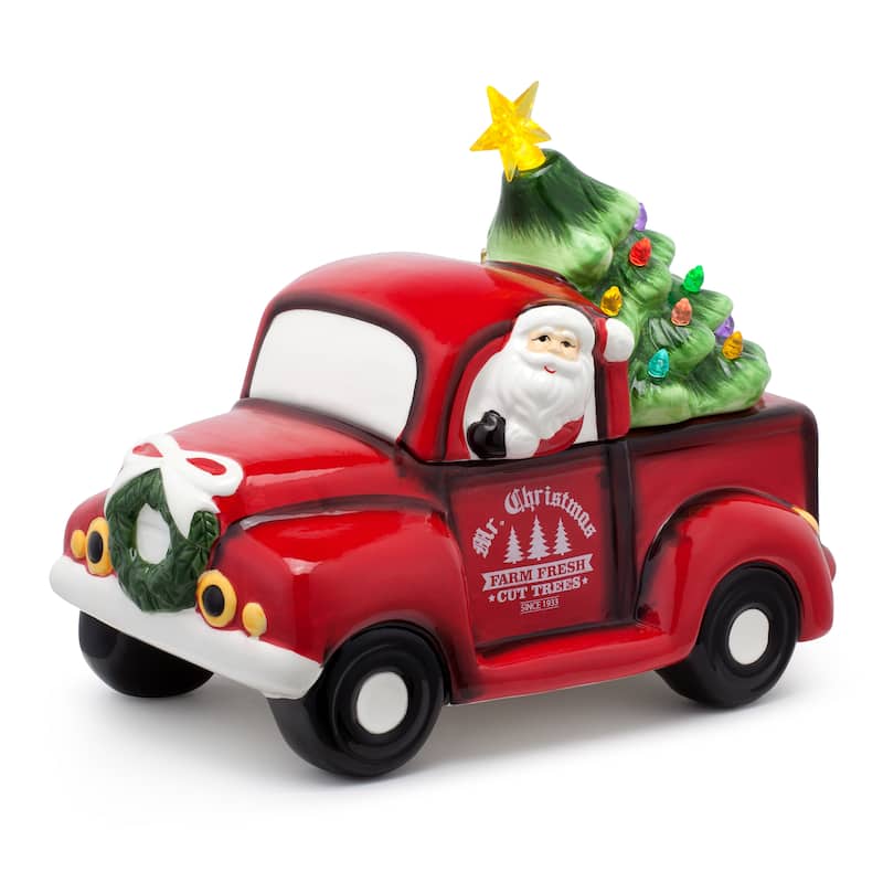 10.5" Nostalgic Ceramic Lit Truck Cookie Jar