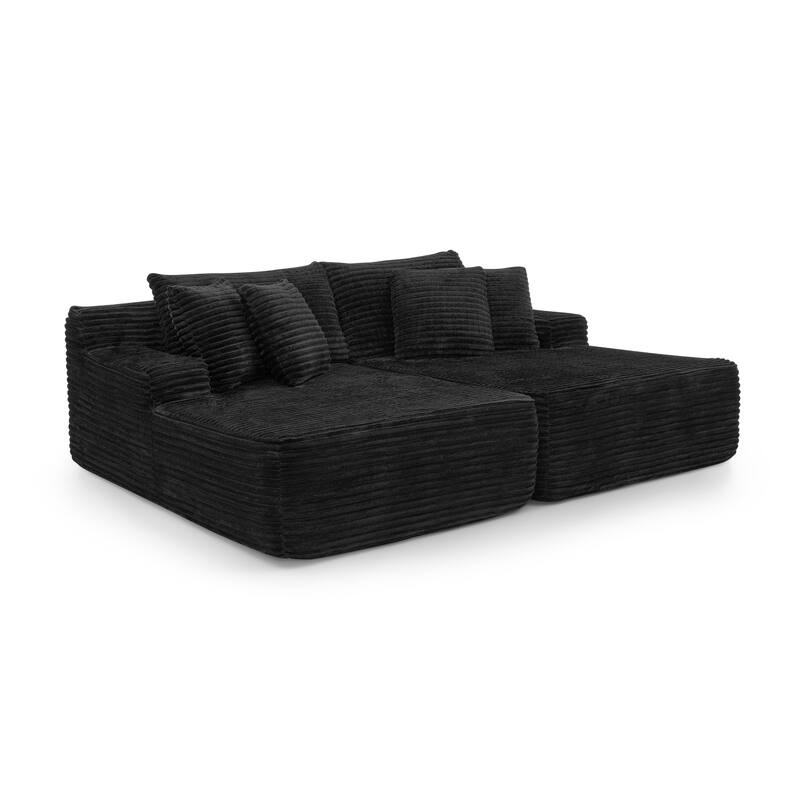 Roomfitters Two-Seater Lazy Sofa Lounge Chair, Compressed Velvet Sofa No Assembly, Fluffy Modern Indoor Lounge Chair