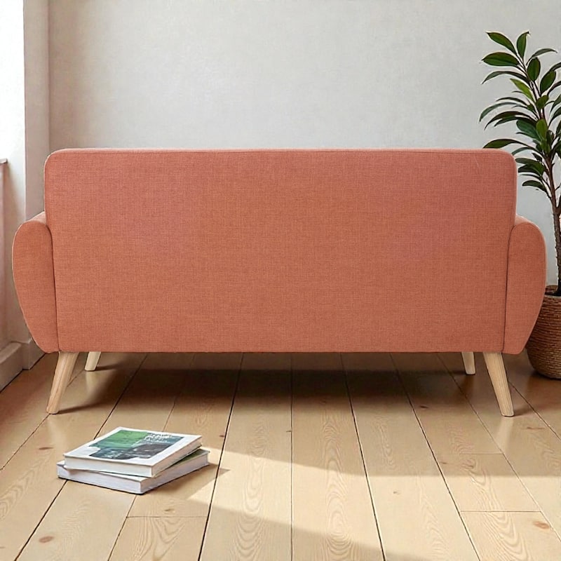 67.25" Button Tufted Loveseat, Mid-Century Modern Upholstered Sofa with Tapered Wood Legs