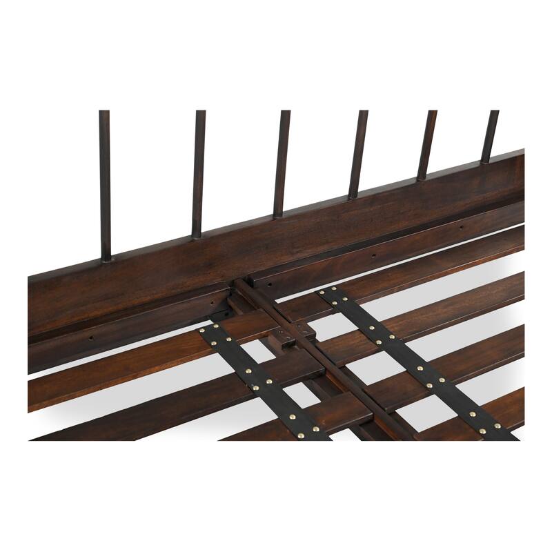 NADAAL STUDIOS Keaton King Bed, Soft Linen-Blend Upholstery, Tall Foam-Padded Headboard, Solid Pine Frame, Wheat