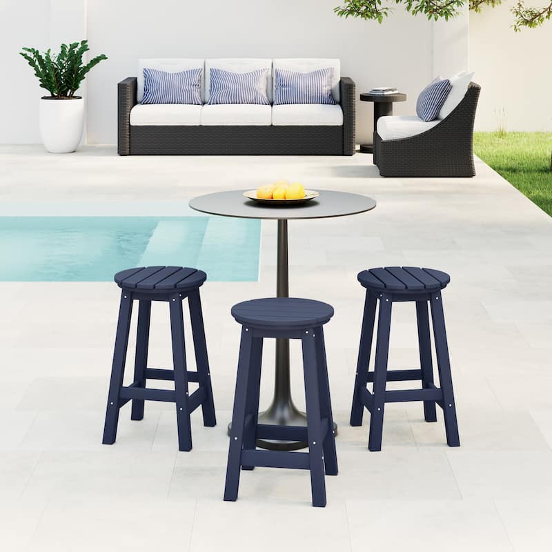Polytrends Laguna Hdpe All Weather Outdoor Patio 24" Round Counter Stool (Set Of 3)