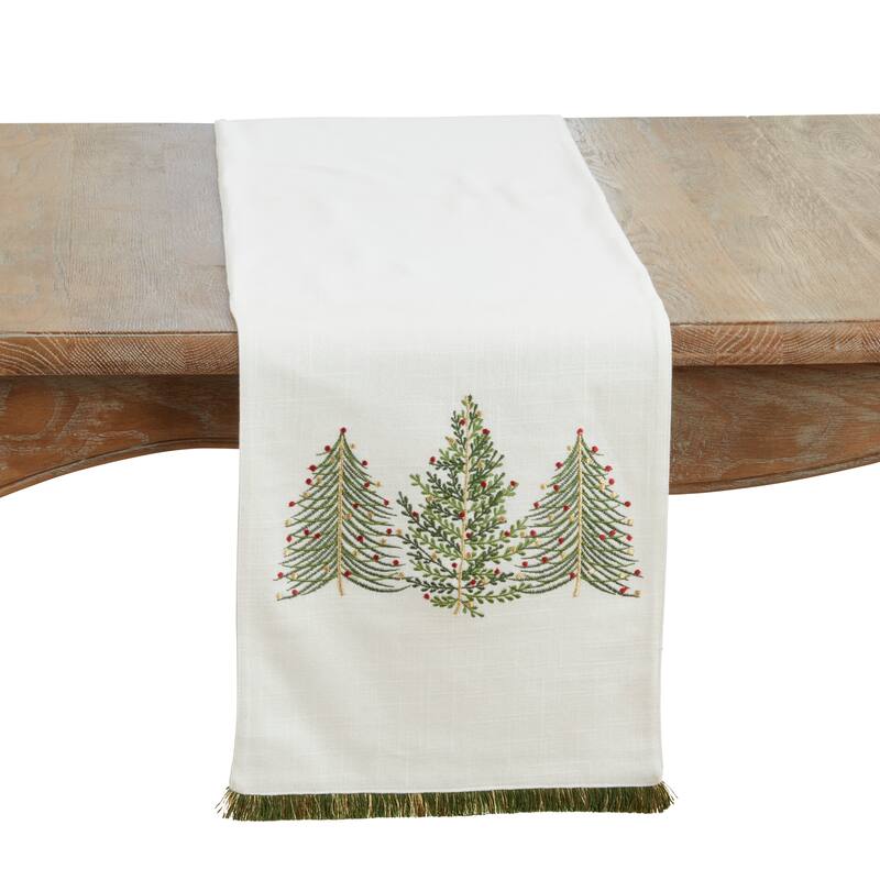Christmas Trees Table Runner - 13"x72" - Ivory - 13"x72"