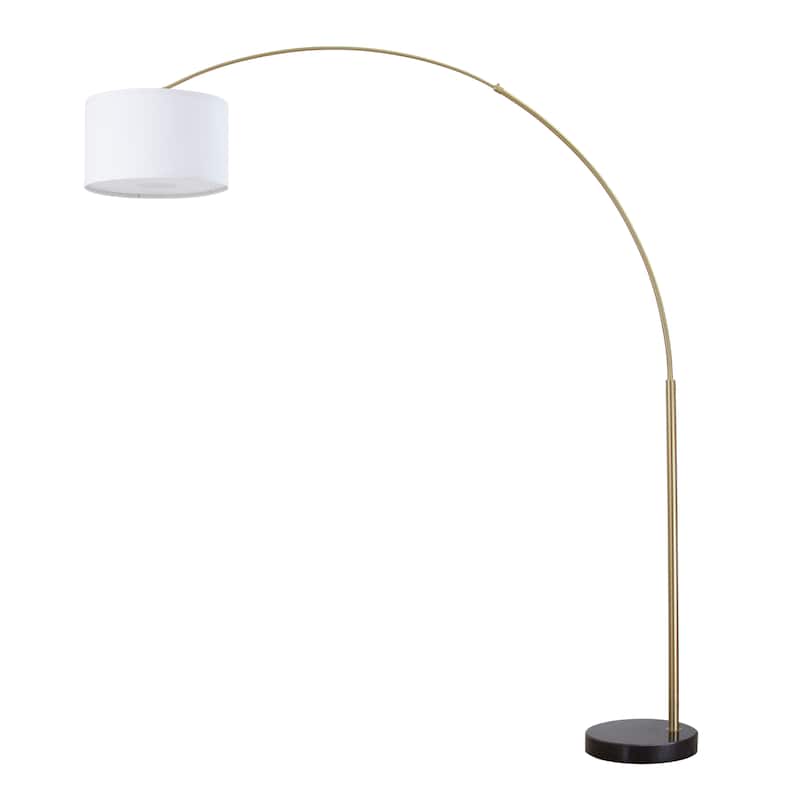 Q-Max 81" Steel Adjustable Arching Floor Lamp With Extra Large Shade and Marble Base