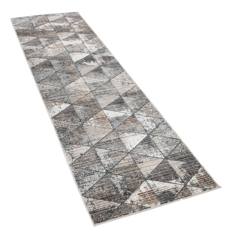 Modern Rug For Living Room Geometric Design with 3D pattern In Beige