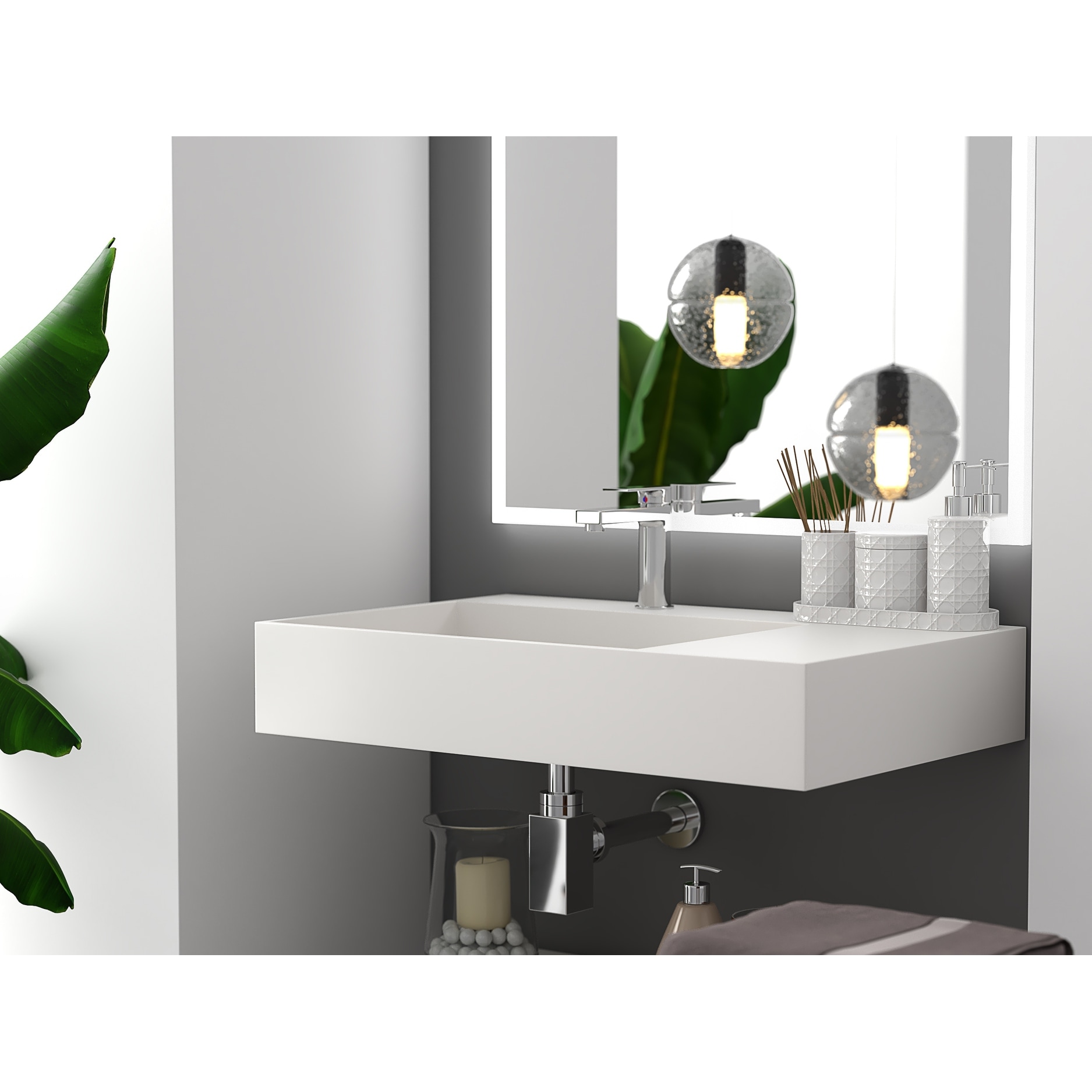 Beautiful Modern Wall Mounted Solid Surface Sink