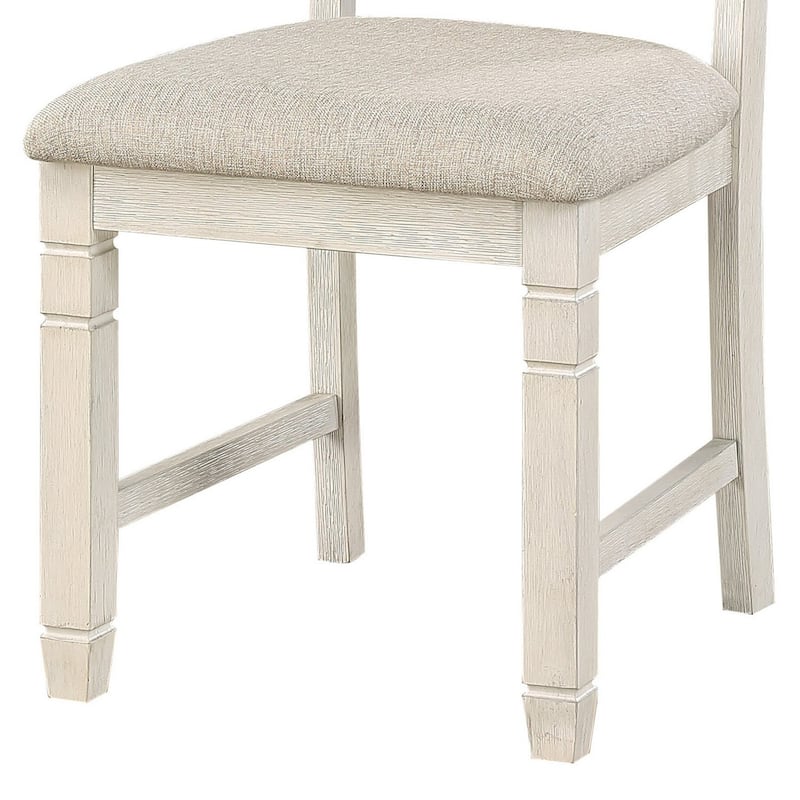Antique White/Beige Fabric Upholstered Wood Frame Dining Chair, Set of 2, Sturdy Dining Chair for Dining Rooms - 17.5