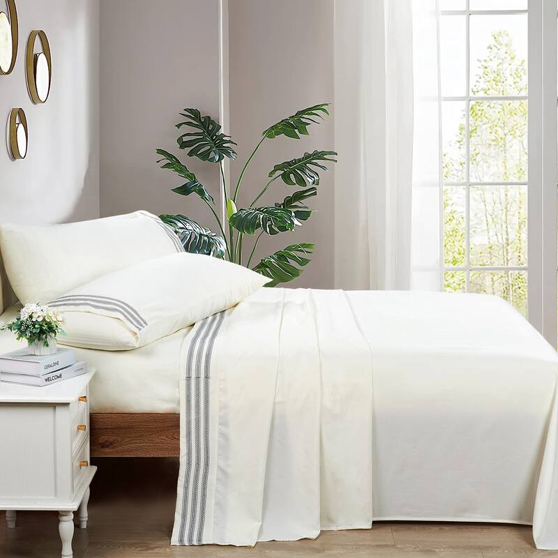 Serenta 4-piece Luxury Embroidered Bed Sheet Set