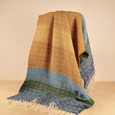Novica Handmade Cozy Stripes Wool Throw