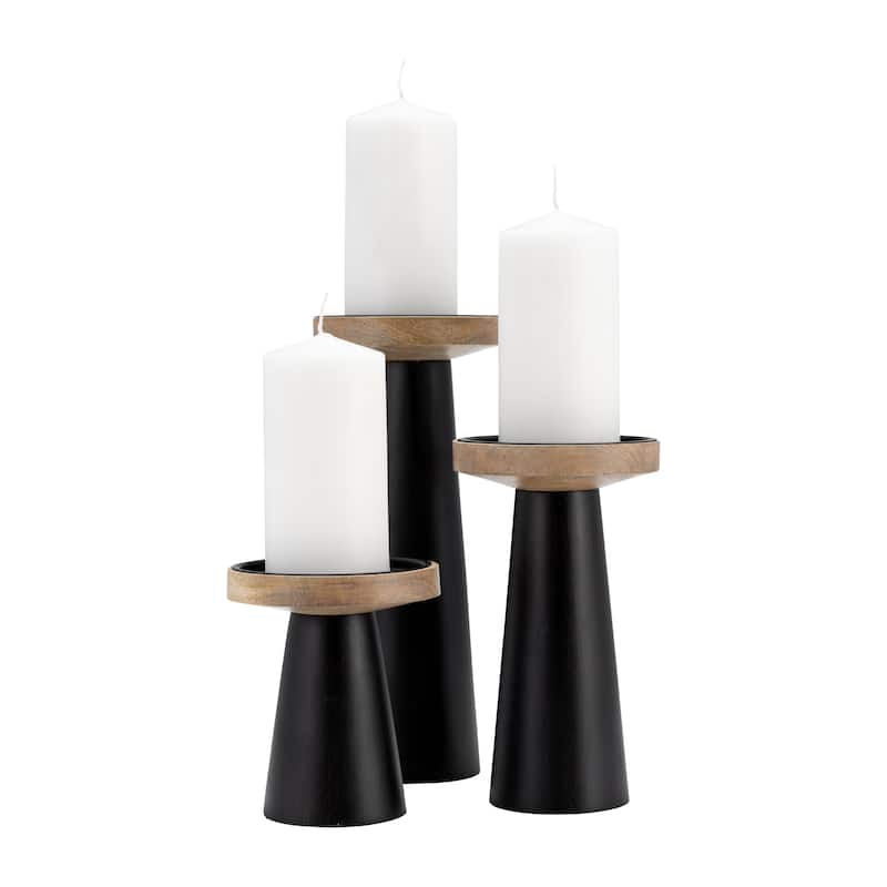 Sagebrook Home Wooden Flat Candle Holder Stand