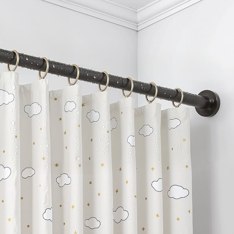 Black Stainless Steel Extendable Shower Rod 28-76 in for Bathrooms Closets or Windows Porches - 28-76 in