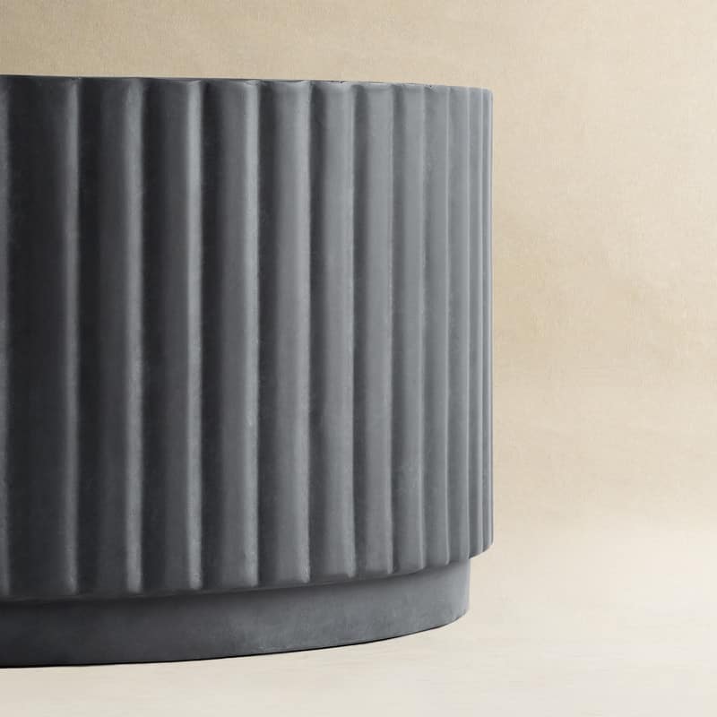 Modern Ribbed Round Concrete Coffee Table
