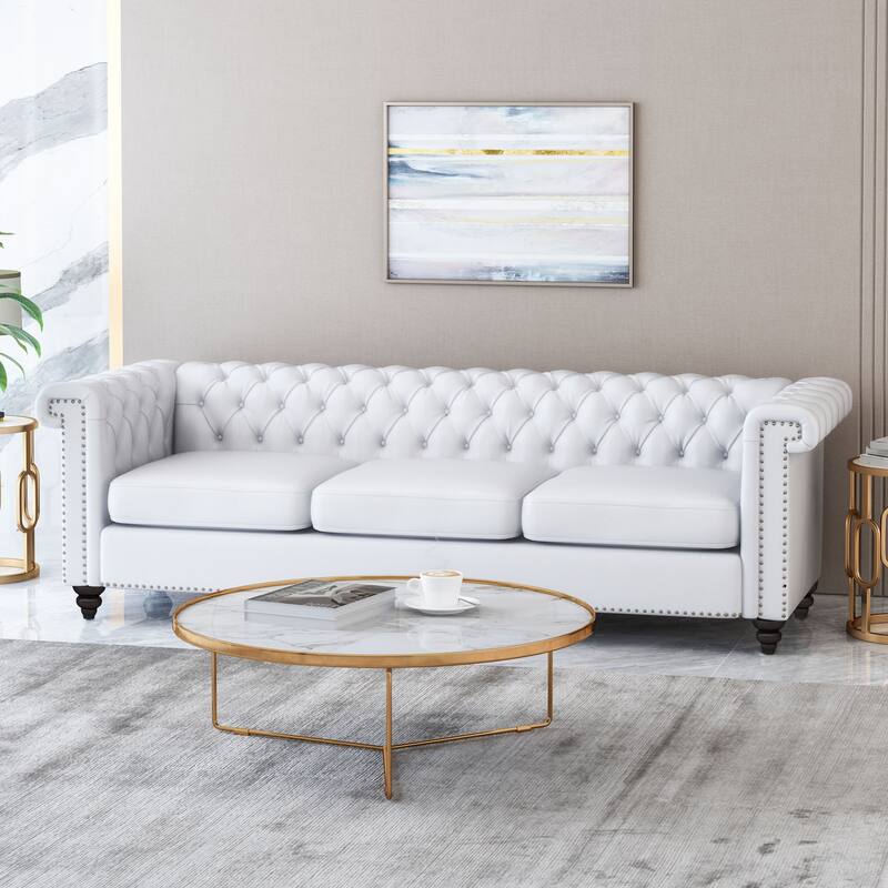 Chesterfield 3-seater Sofa with Button Tufting and Nailheads
