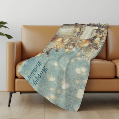 Premium Machine Washable ASB214 Happy Holidays Sherpa Throw Blanket