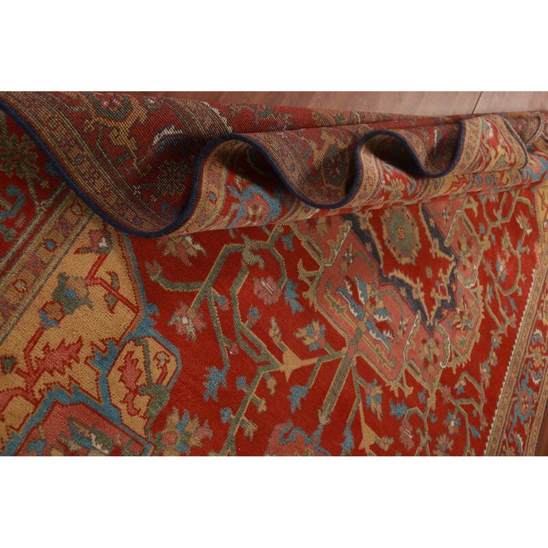 Heriz Serapi Indian Area Rug Hand-Knotted Wool Carpet - 9'0"x 11'10"