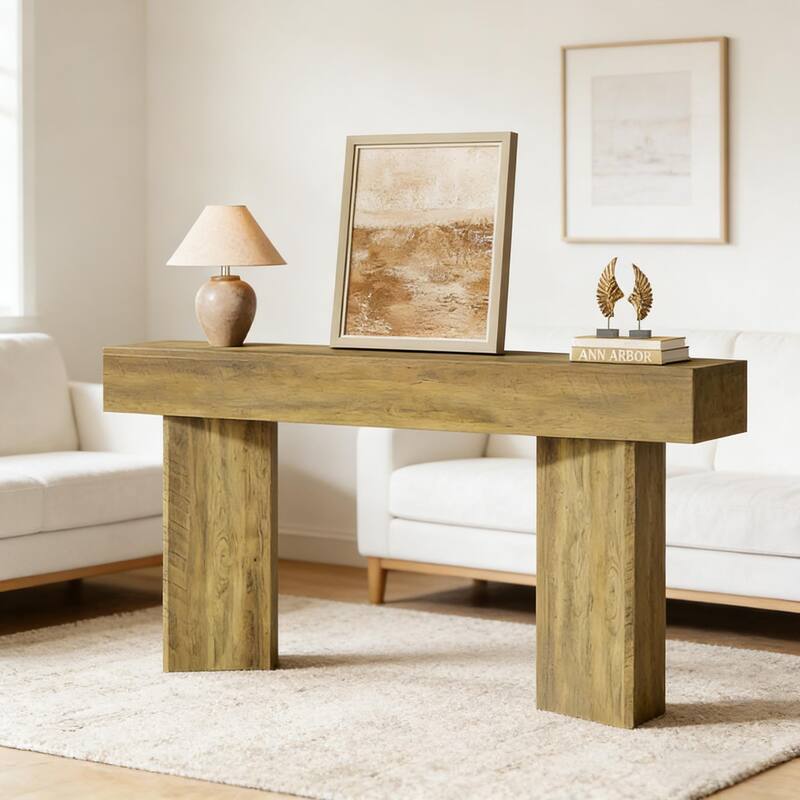 Rustic Side Table, Compact Console Table, Sofa Table - Rustic Brown