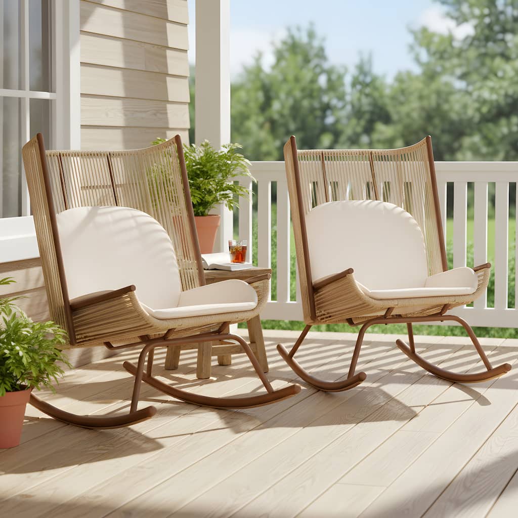 Christopher Knight Home - Modern Outdoor Rocking Chair with PE Rattan and High Back